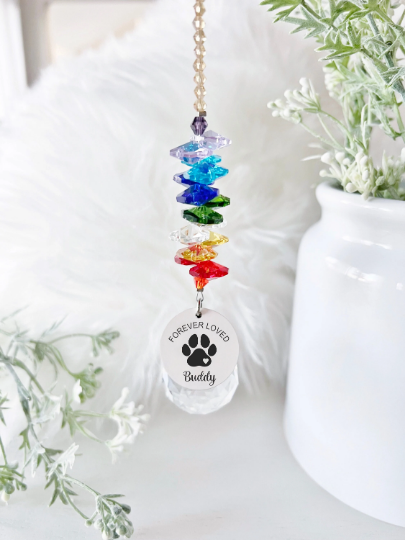 Pet Memorial Crystal Suncatcher "Forever Loved"