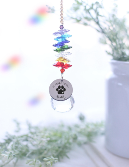 Pet Memorial Crystal Suncatcher "Forever Loved"